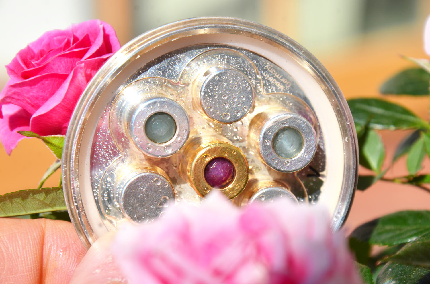 Kristallwirbel® Duschkopf Bronz-Silber Gold Rubin Aquamarin