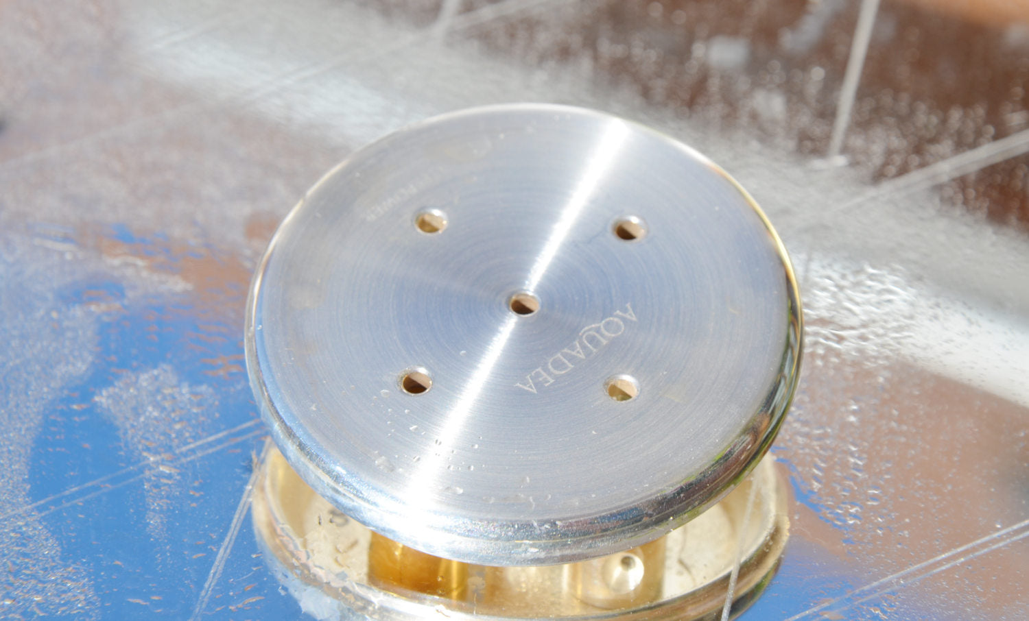 Kristallwirbel® Duschkopf Silber-Bronze 5 Peridot, Chrysopras, Turmalin, Gold