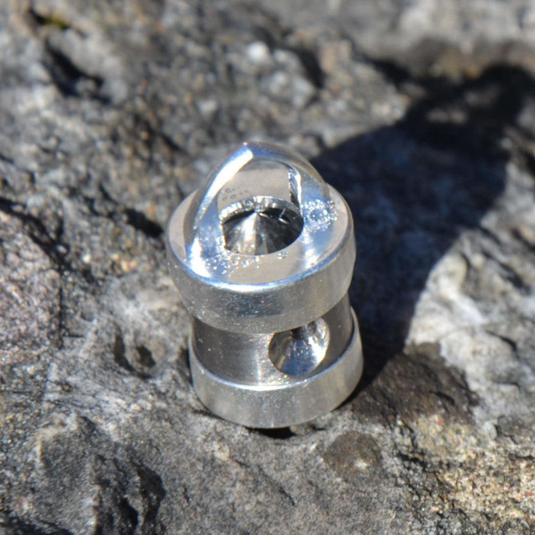Heart Coherence Crystal Vortex Pendant "Earthlight" | Titanium Silver | Rock Crystal Unakite
