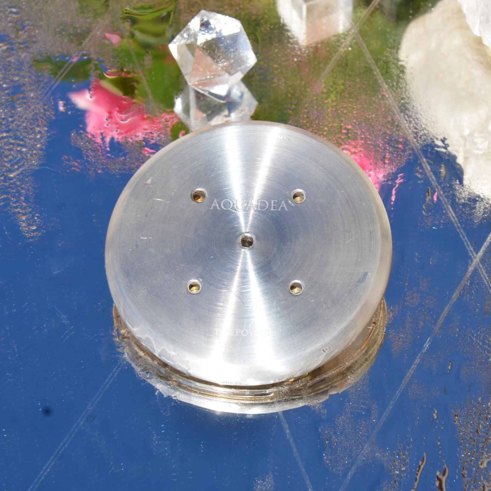 Kristallwirbel® Duschkopf Bronze Silber Bergkristall