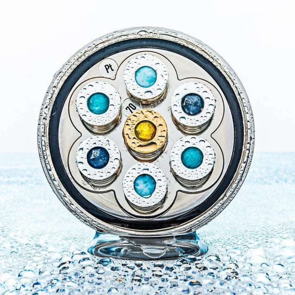 Kristallwirbel Duschkopf „Larimar Blue Ocean 7“ - Titan-Platin