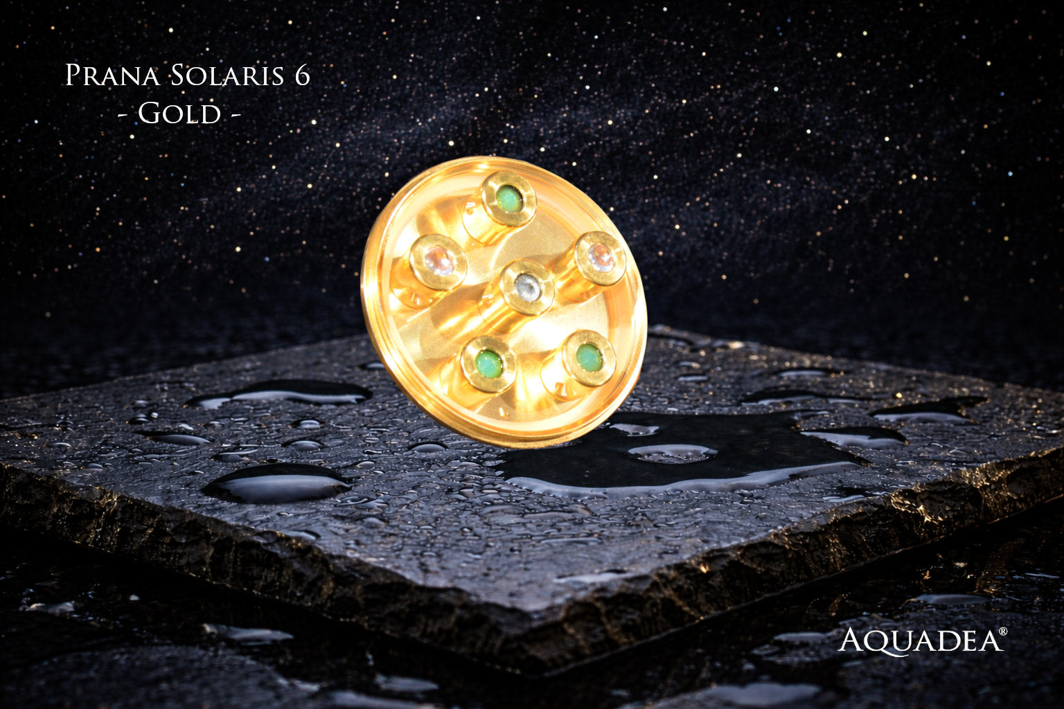 Kristallwirbel® Dusche "Prana Solaris 6" Gold - Titan | Erneuerung, Freude & Kraft