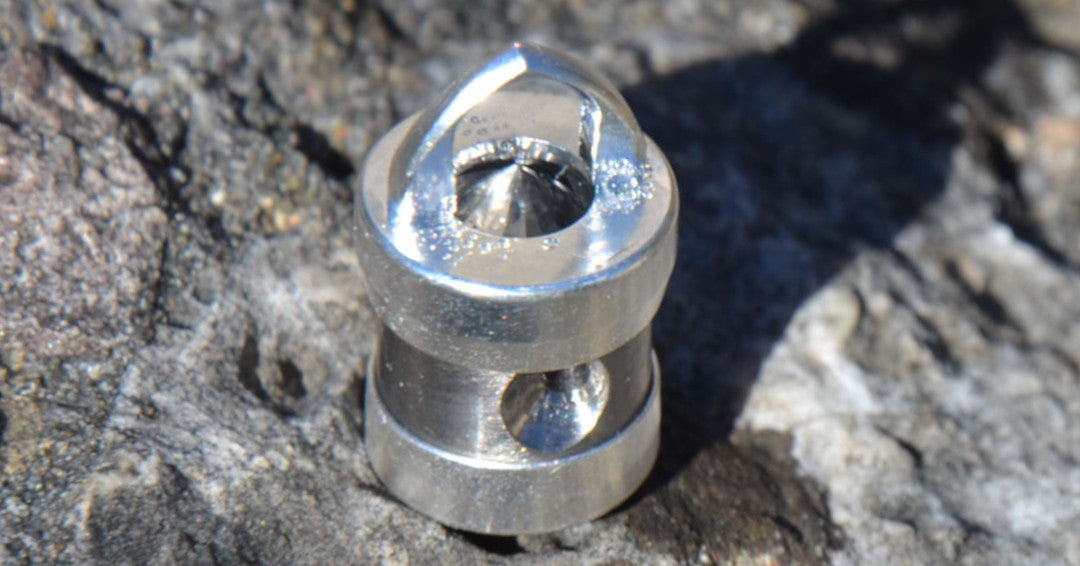 Heart Coherence Crystal Vortex Pendant "Earthlight" | Titanium Silver | Rock Crystal Unakite