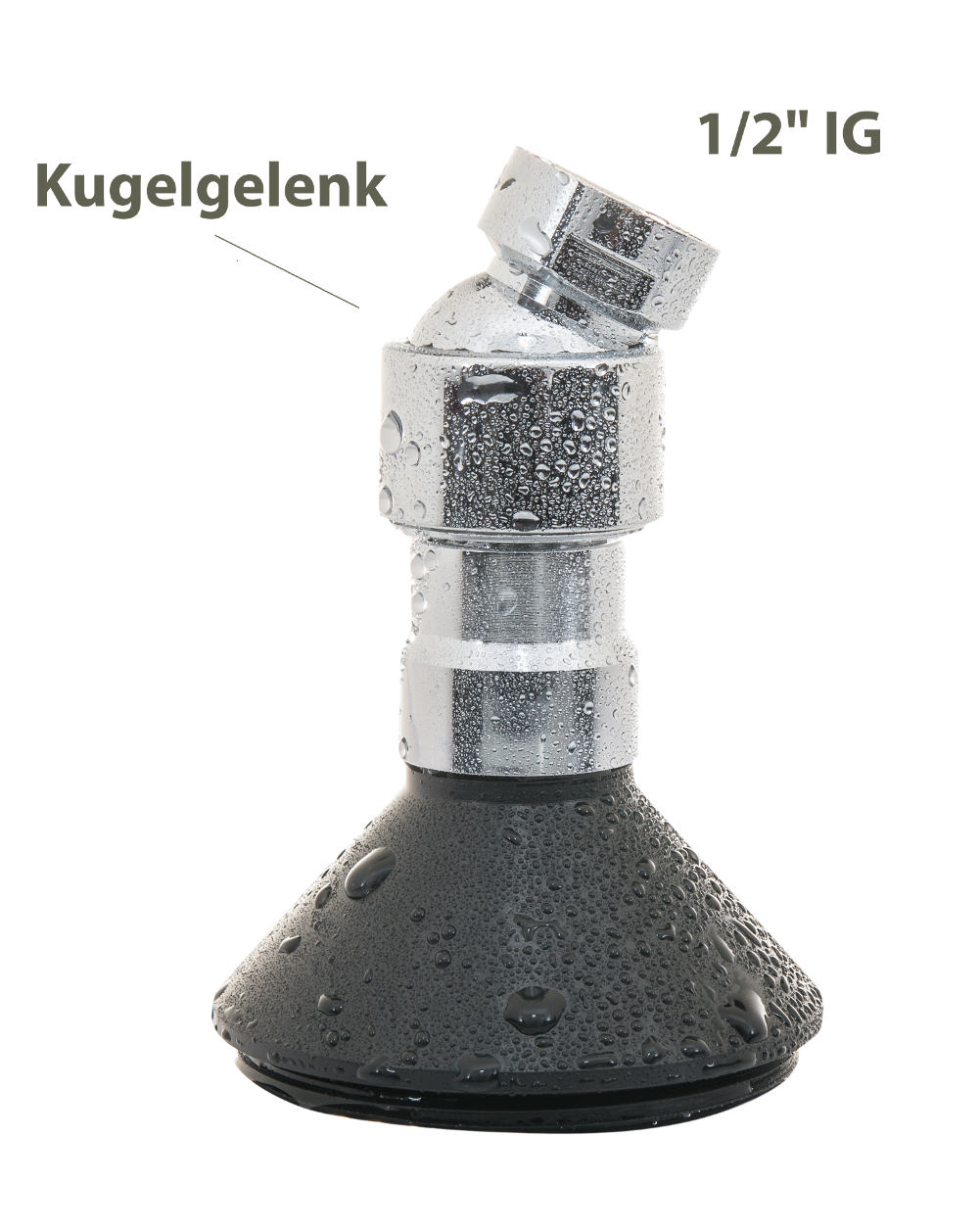 Duschkopf-Glocke schwarz mit 1/2 Zoll Innengewinde (meist USA) - Halter für Wirbel-Resonanzplatte
