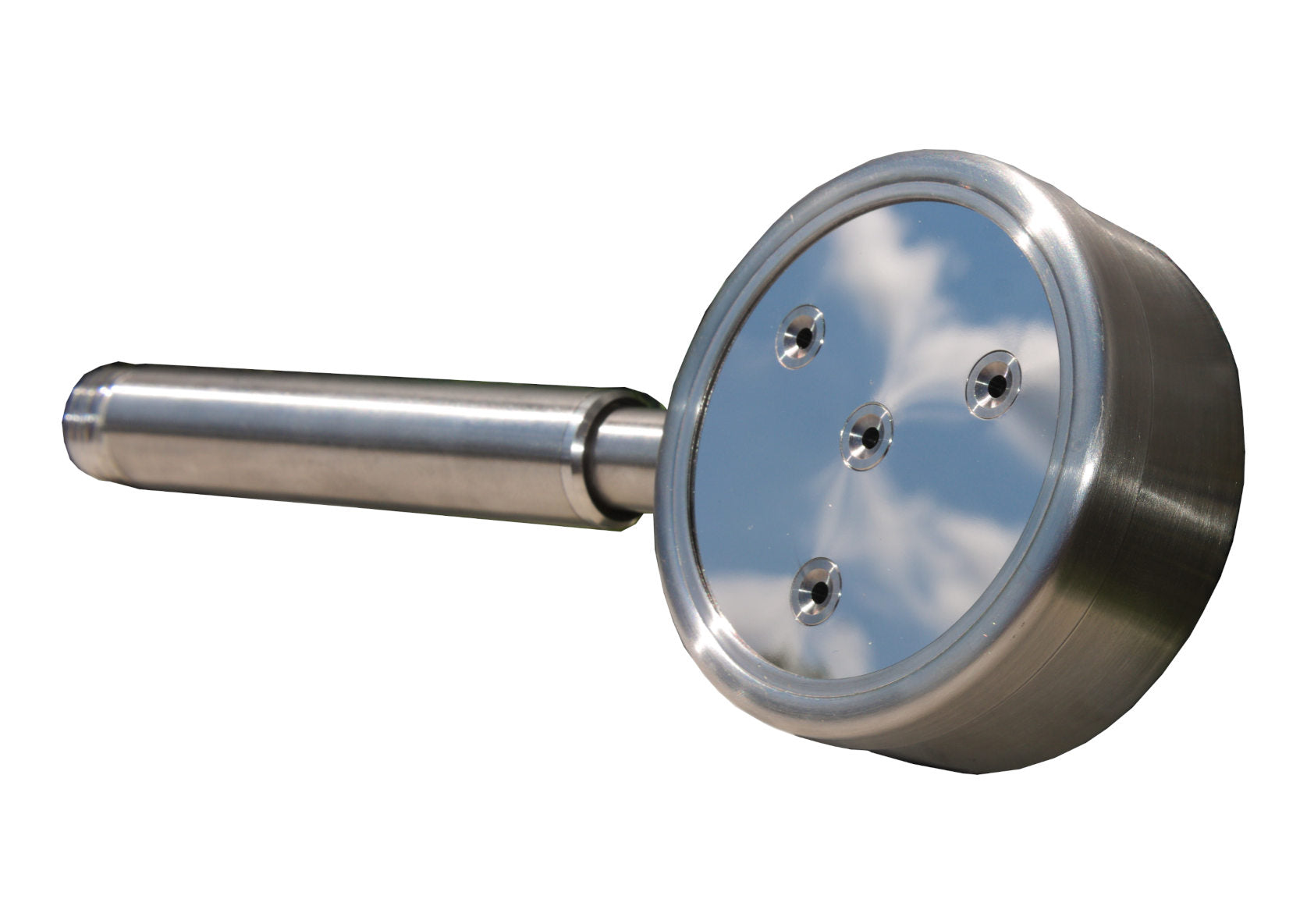 Kristallwirbel® Duschkopf Edelstahl-Titan | „Libell 4“ Rosenquarz-Bergkristall