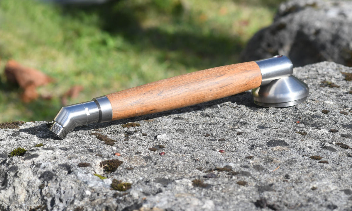 Duschgriff Teak mit Winkel-Endstück