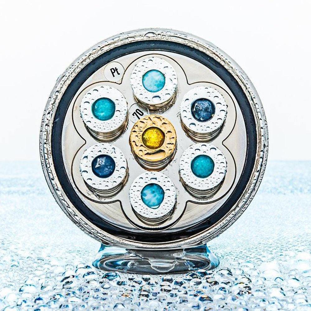Kristallwirbel®-Kammer Duschkopf LifePower "Larimar Blue Ocean 7" | Platin - TITAN EDITION - AQUADEA GmbH