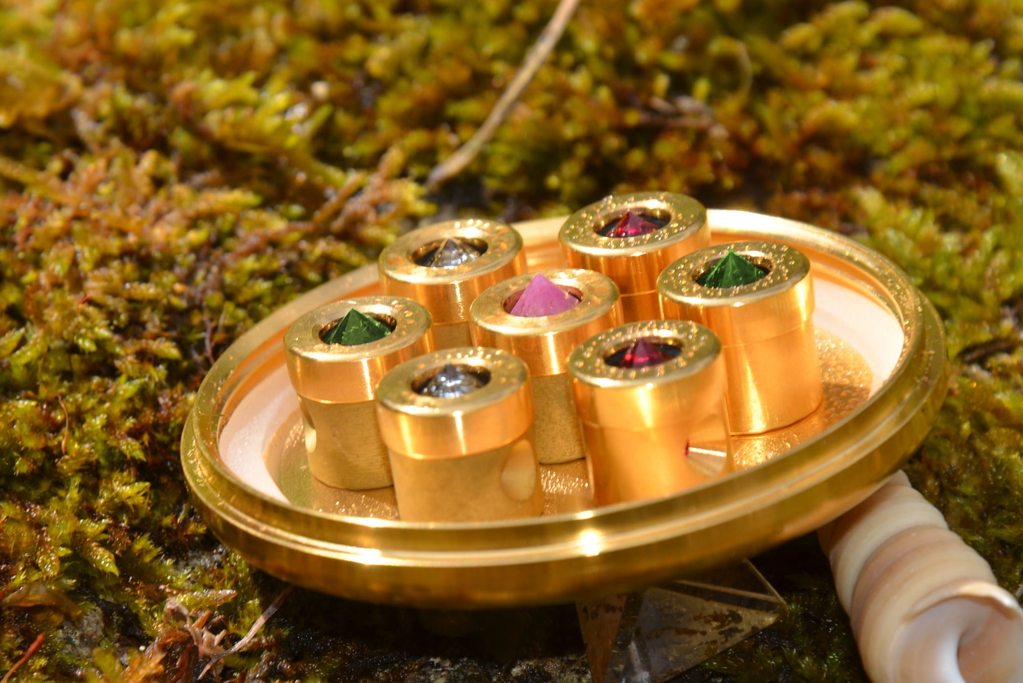 Kristallwirbel Duschkopf „Pure Love Gold - light Quarz“ - Gold-Titan