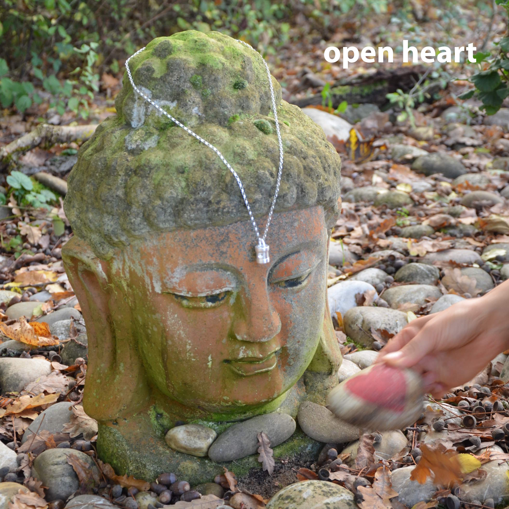 Herzkohärenz Kristallwirbel® Schmuckanhänger „Open Heart“ Bronze-Silber | Mondstein und Rosenquarz