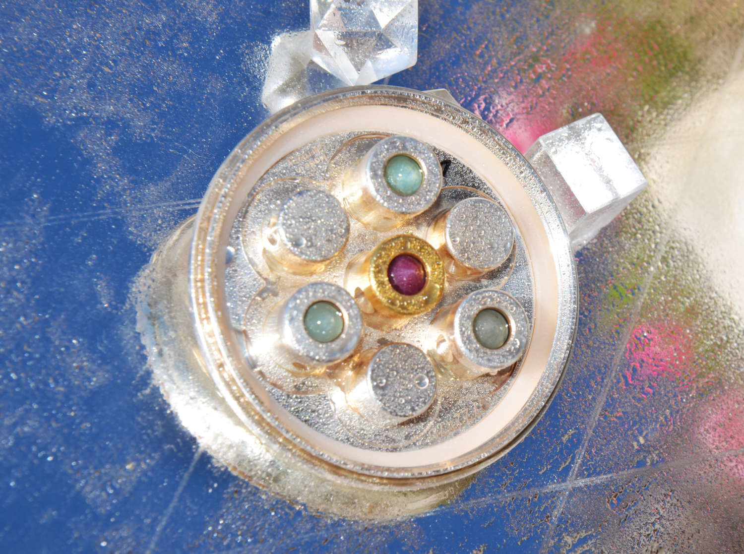 Kristallwirbel® Duschkopf Bronz-Silber Gold Rubin Aquamarin