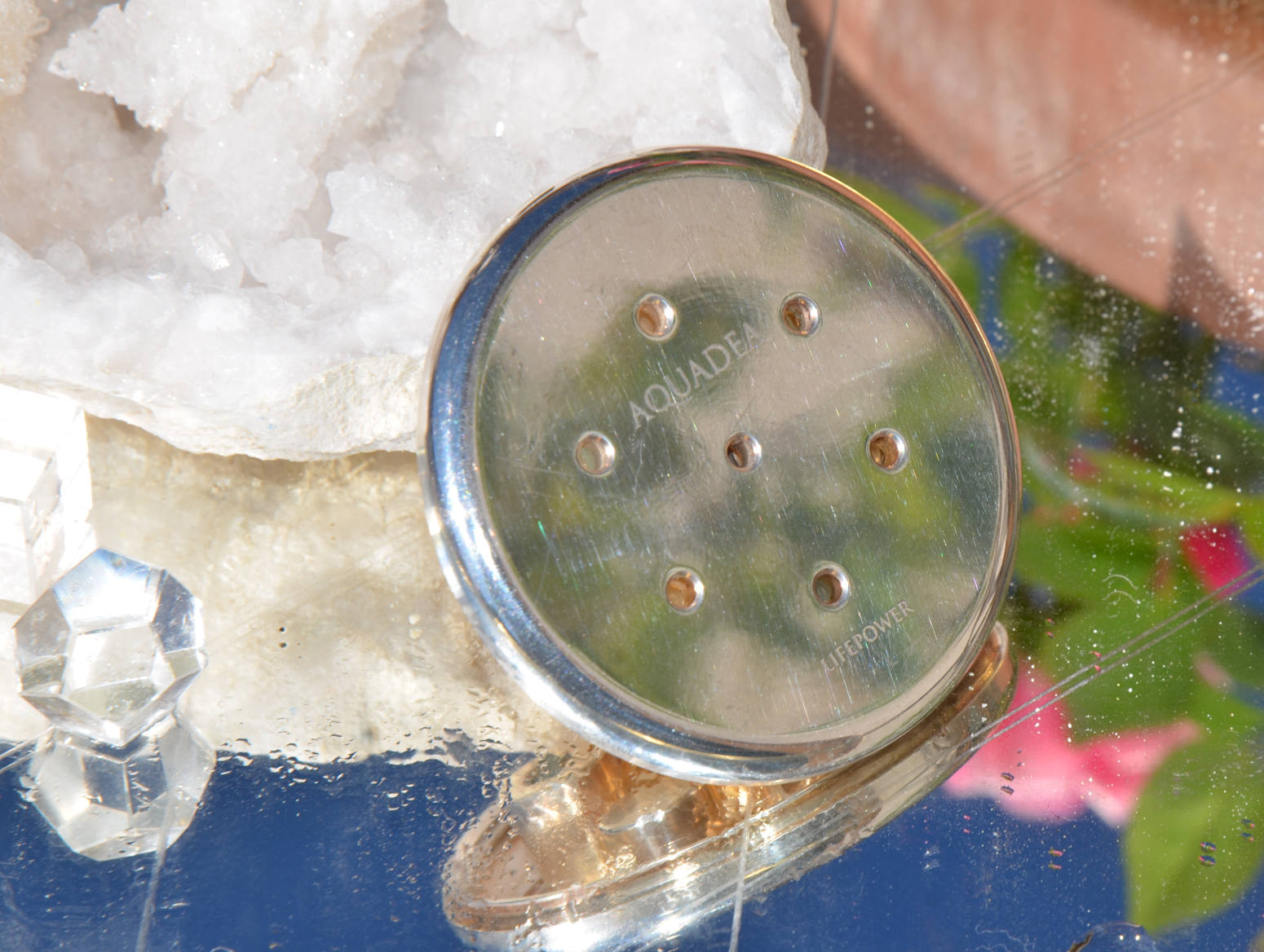 Kristallwirbel® Duschkopf Bronz-Silber Gold Rubin Aquamarin