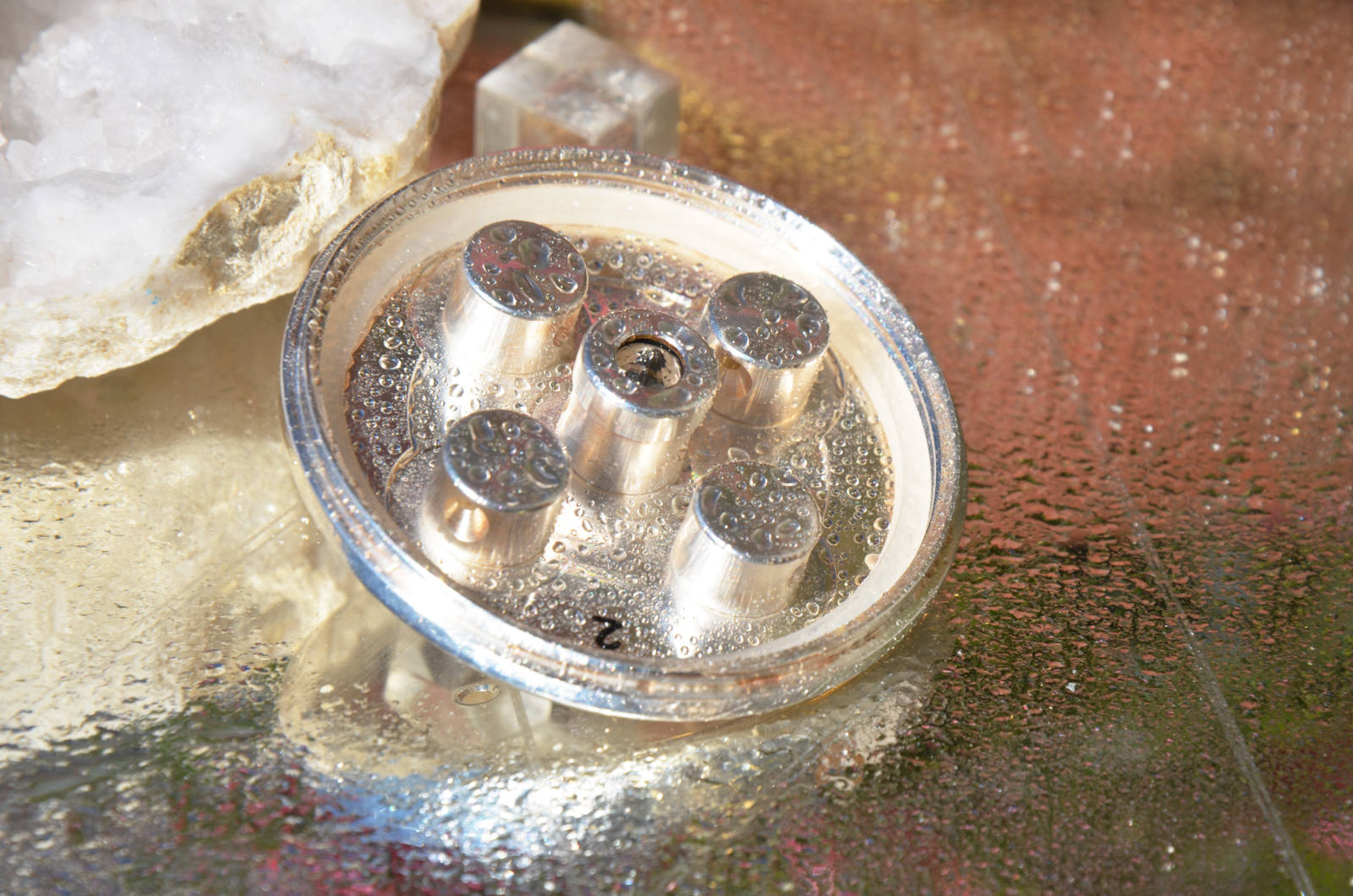 Kristallwirbel® Duschkopf Bronze Silber Bergkristall