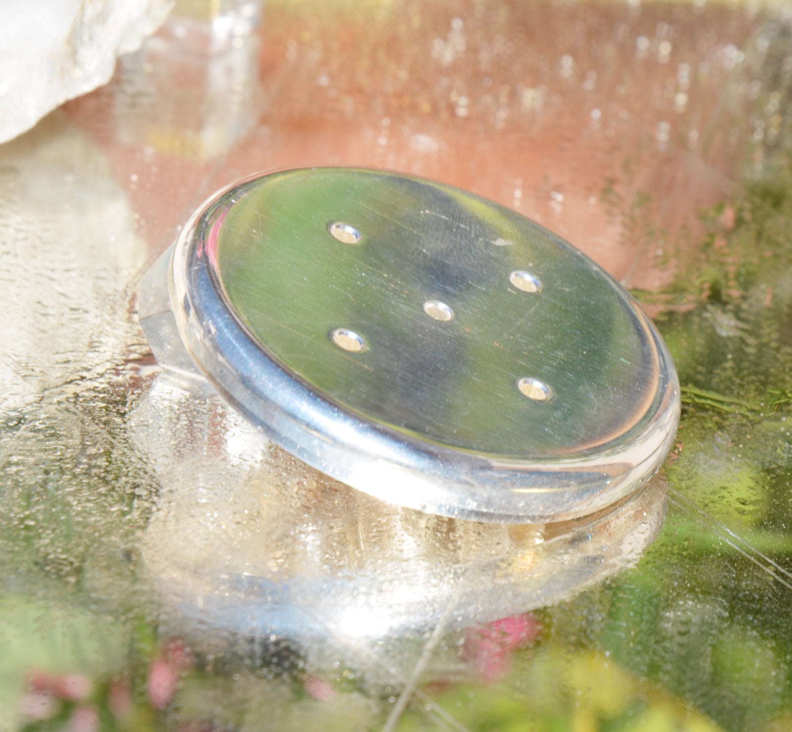 Kristallwirbel® Duschkopf Bronze Silber Bergkristall