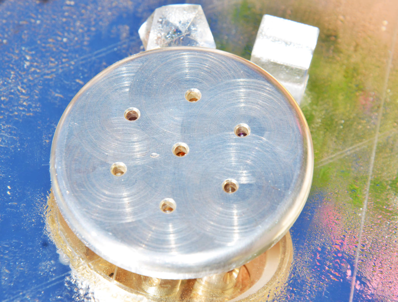 Kristallwirbel® Duschkopf Bronze Silber 7 Aquamarin - Ametyhst- Quarz