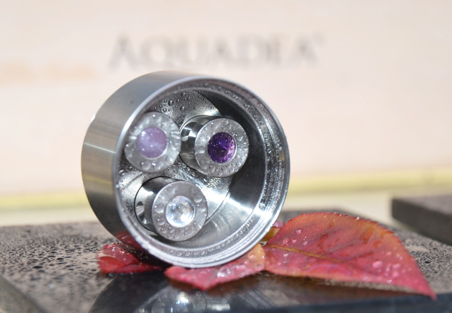 Trinkwasserfilter Okato Nature Eiche + Kristwallwirbel® Trinity Titan | Lithium-Niobat, Kunzit, Amethyst