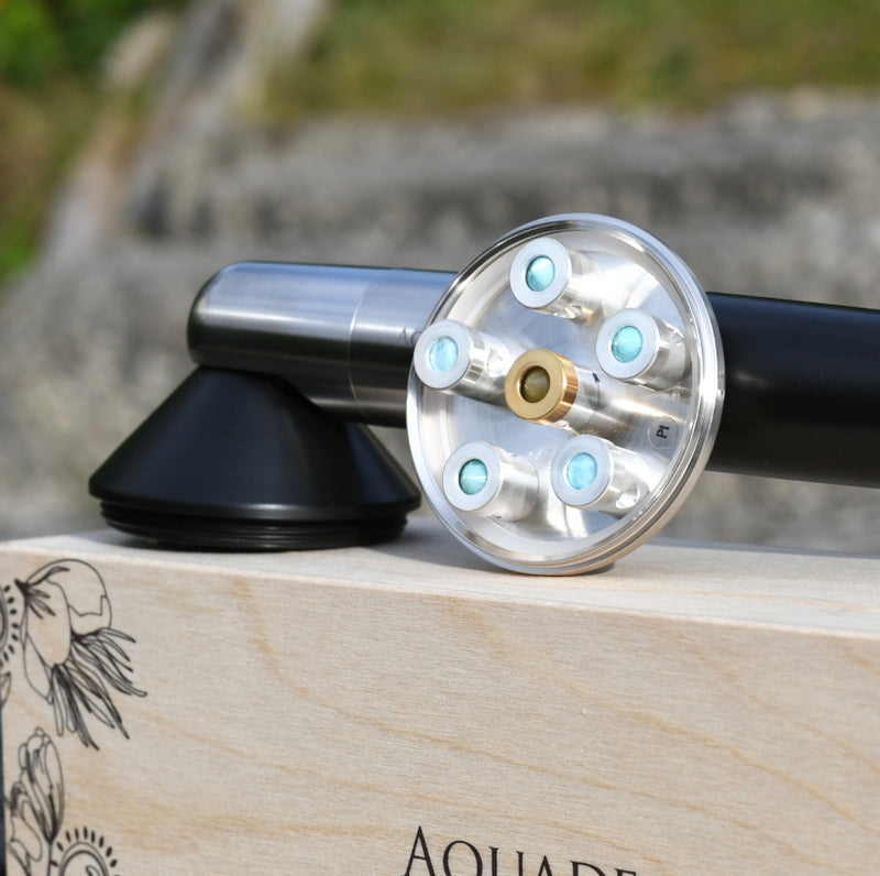 Douche Crystal Vortex™ « Larimar 6 » titane-platine | Intuition et conscience océanique