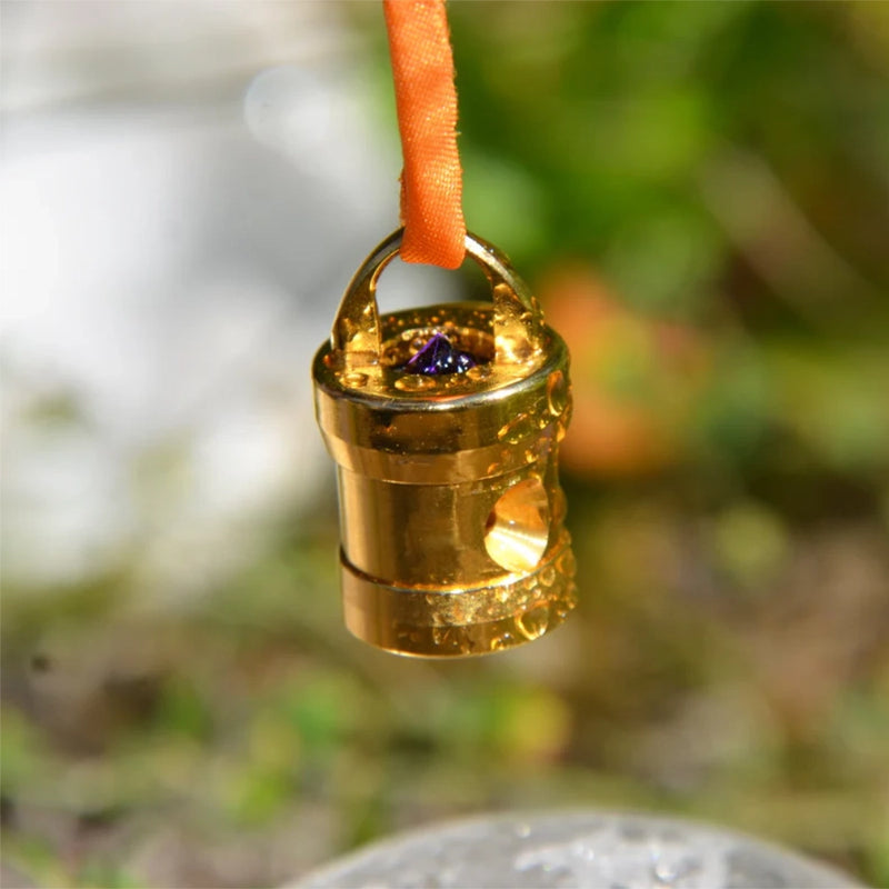 Herzkohärenz Kristallwirbel® Schmuckanhänger „Gold-Magie“ Bronze-Gold | Amethyst und Nuummit