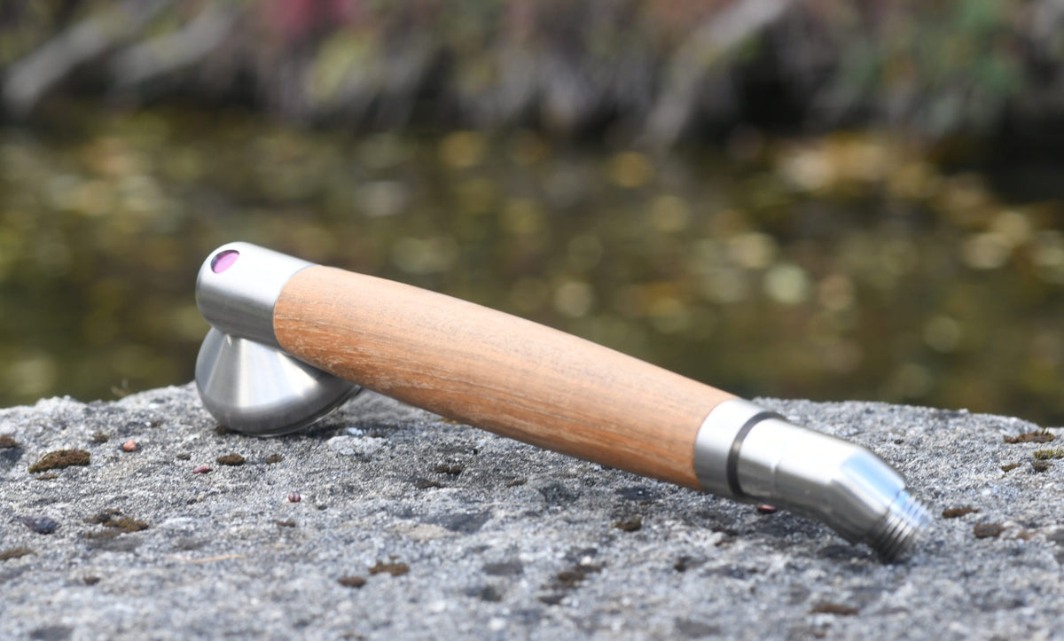 Duschgriff Teak mit geradem Endstück