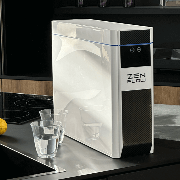Aquadea "ZEN FLOW Set" – Direct Flow Umkehrosmoseanlage mit vorgeschaltetem Aquadea Kristallwirbel®-Inlinewirbler