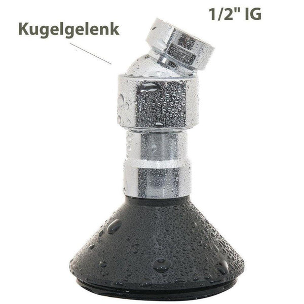Dusch-Glocke schwarz mit 1/2 Zoll Innengewinde - meist USA | Halter für Wirbel-Resonanzplatte - AQUADEA GmbH