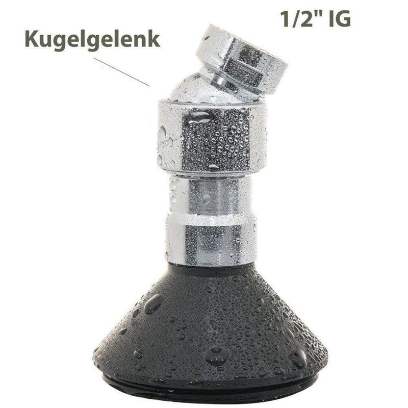 Dusch-Glocke schwarz mit 1/2 Zoll Innengewinde - meist USA | Halter für Wirbel-Resonanzplatte - AQUADEA GmbH